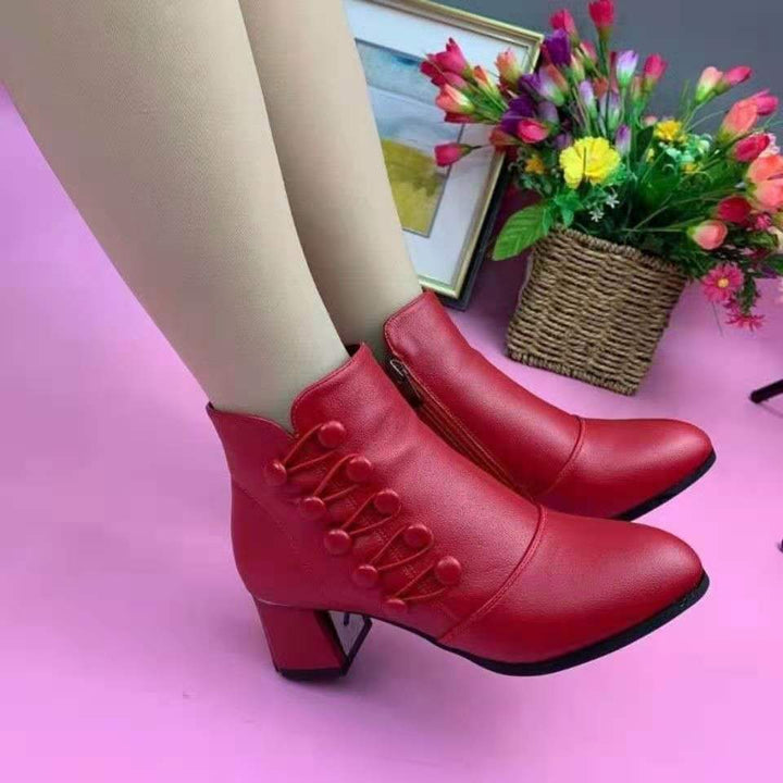 Stylish Ankle Boots with Heels - Isabella-Red-2.5-The Livary