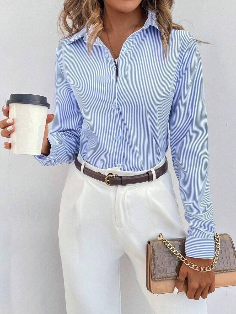 Classic Striped Women's Blouse - Larissa-XS-The Livary