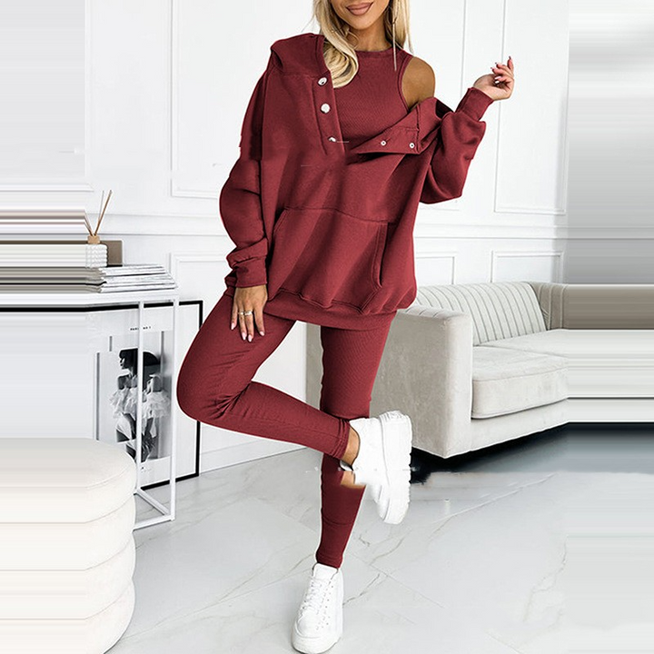Trendy Lounge Set of 3 - Elena-Bordeaux red-S-The Livary
