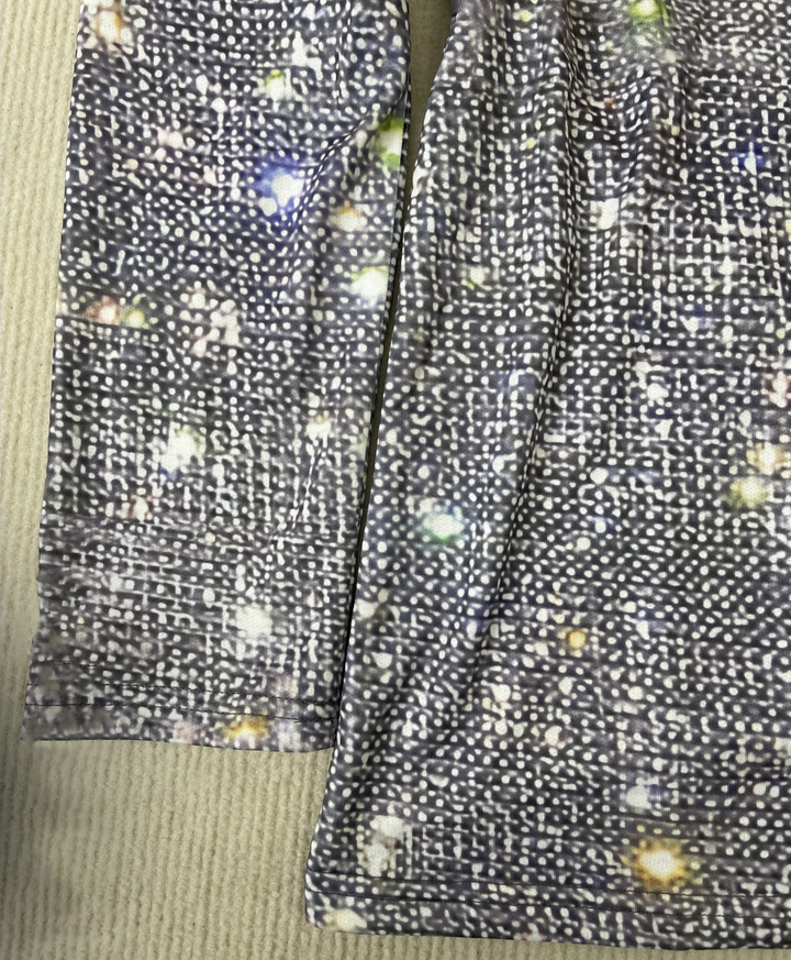 Shimmering Silver Disco Glitter V-Neck Long Sleeve - GlamFrost-S (36/38)-The Livary
