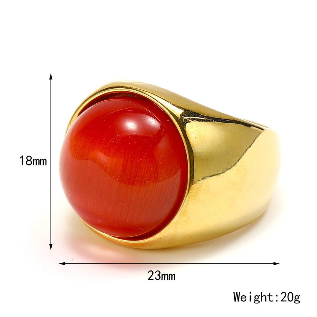 Large Cat's Eye Gemstone Ring - Liora-Red Coral-2.13 in-The Livary
