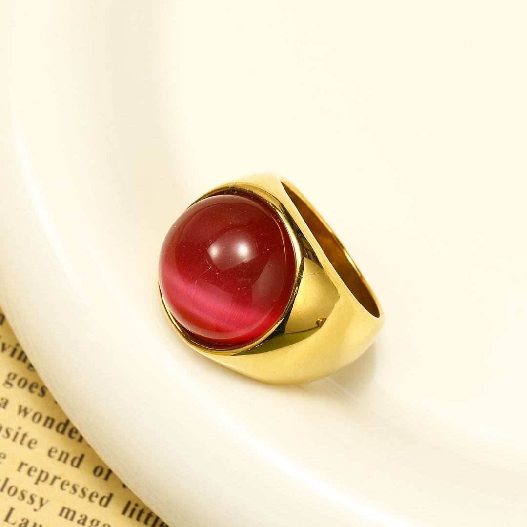 Large Cat's Eye Gemstone Ring - Liora-Rose red cat's eye stone-2.13 in-The Livary