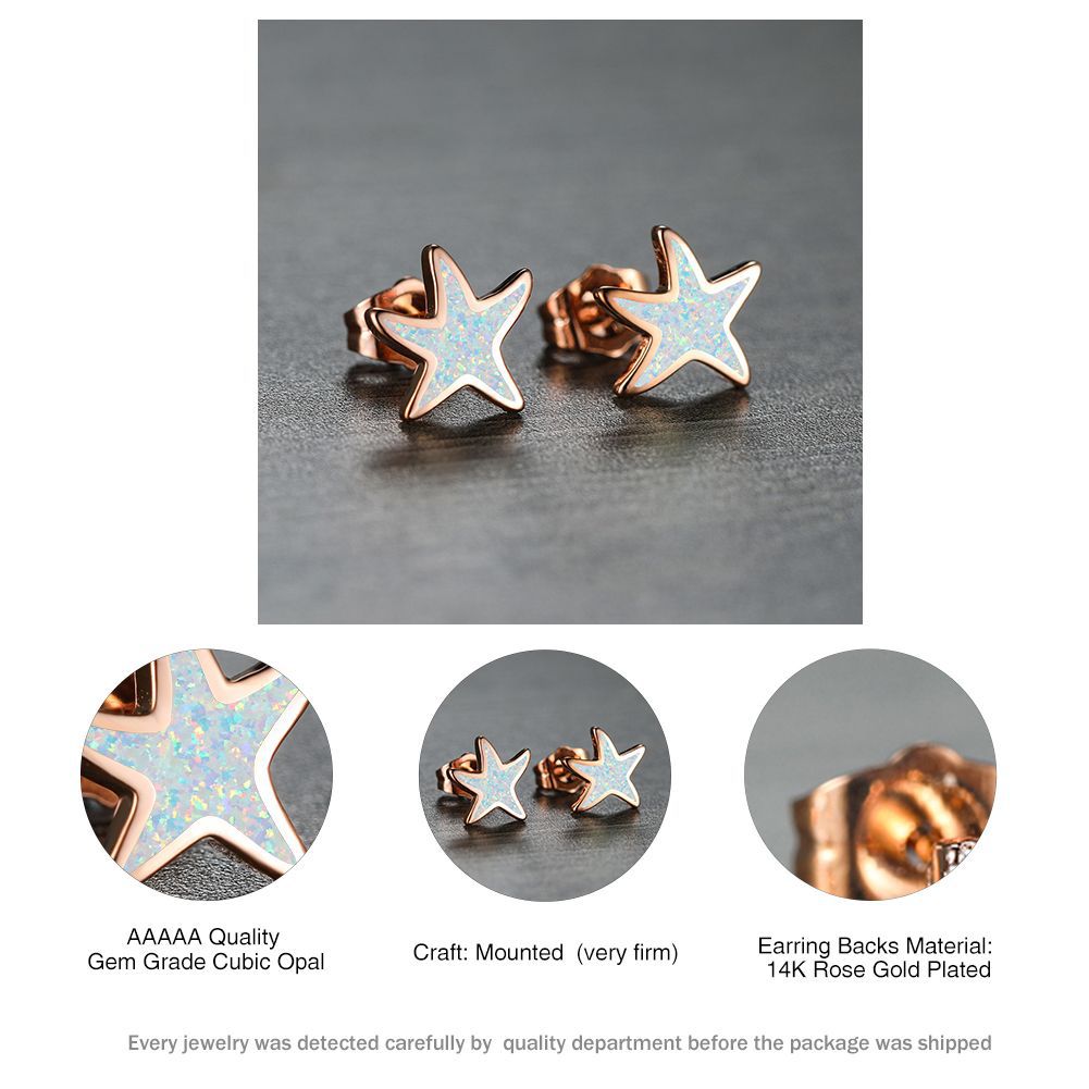 Blue Opal Starfish Earrings - Marina-Blue Opal-Silver-The Livary