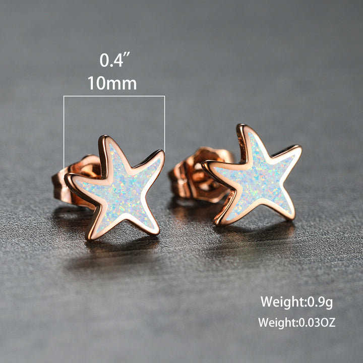 Blue Opal Starfish Earrings - Marina-Blue Opal-Silver-The Livary