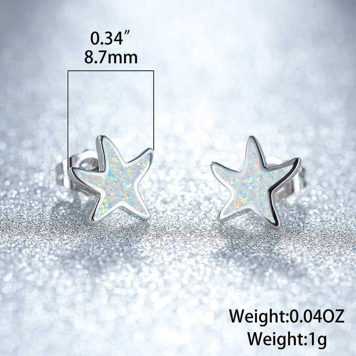 Blue Opal Starfish Earrings - Marina-Blue Opal-Silver-The Livary