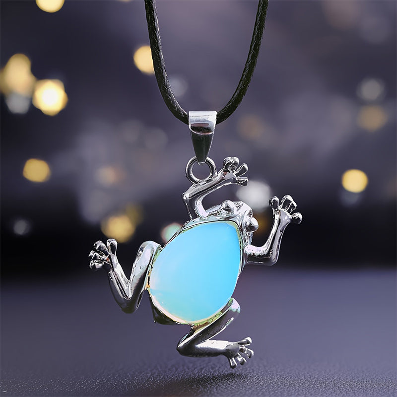Natural Crystal Frog Meditation Necklace - Gaia-Opal-The Livary