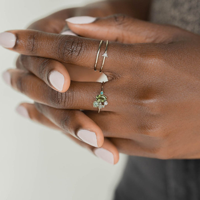 Natural Peridot with Zircon Ring - Selene-Gold-1.93 in-The Livary