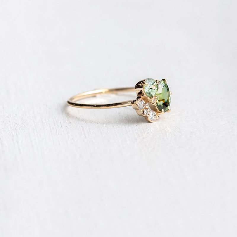 Natural Peridot with Zircon Ring - Selene-Gold-1.93 in-The Livary