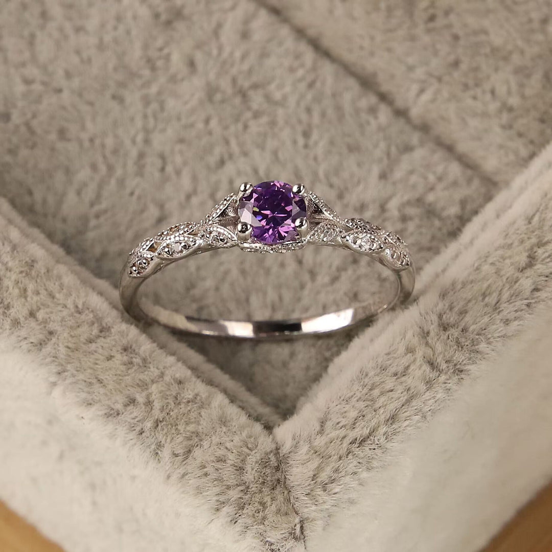 Minimalistic Amethyst & Zirconia Ring - Nova-Amethyst-2.01 in-The Livary