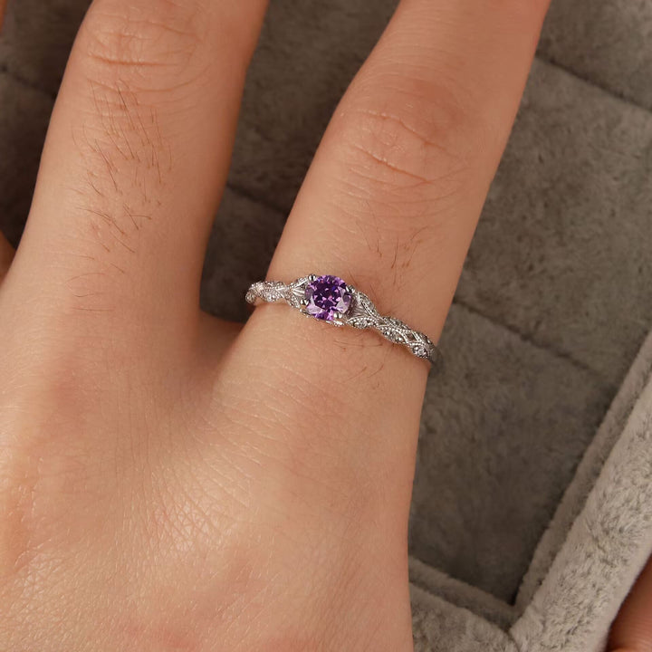 Minimalistic Amethyst & Zirconia Ring - Nova-Amethyst-2.01 in-The Livary