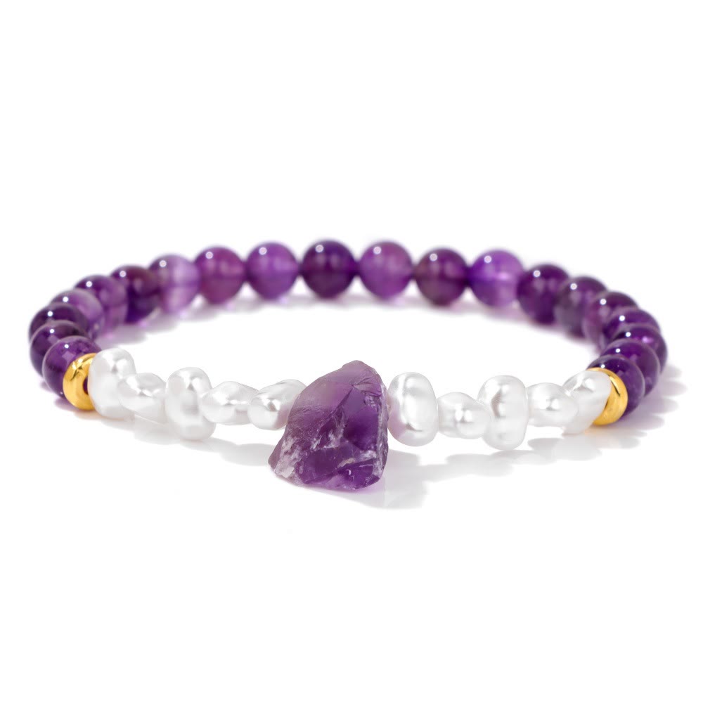 Natural Crystal Beads Bracelet - Eline-Amethyst-The Livary