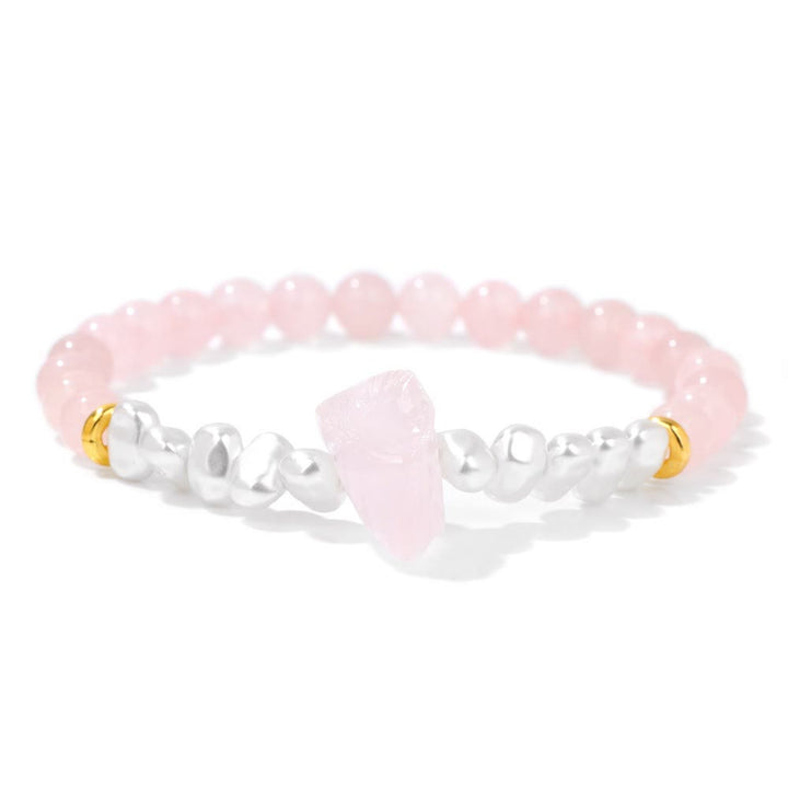 Natural Crystal Beads Bracelet - Eline-Rose quartz-The Livary