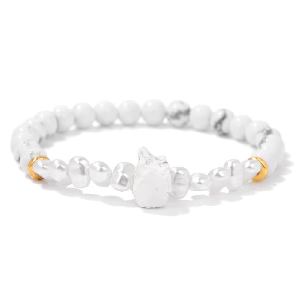 Natural Crystal Beads Bracelet - Eline-White Turquoise-The Livary