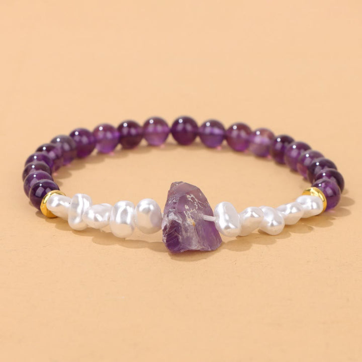 Natural Crystal Beads Bracelet - Eline-Amethyst-The Livary