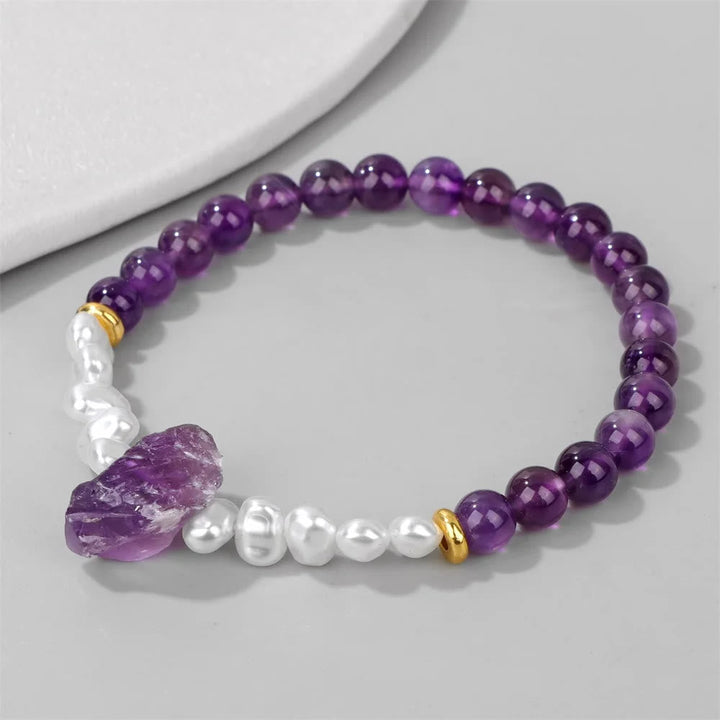 Natural Crystal Beads Bracelet - Eline-Amethyst-The Livary