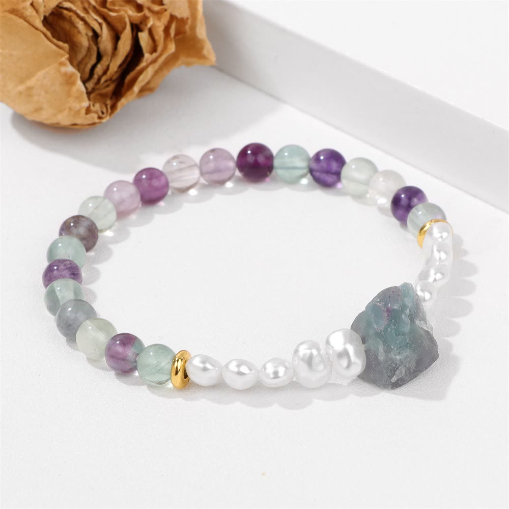 Natural Crystal Beads Bracelet - Eline-Amethyst-The Livary