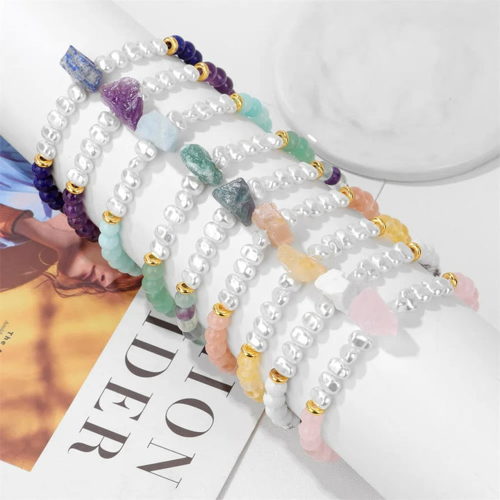 Natural Crystal Beads Bracelet - Eline-Amethyst-The Livary