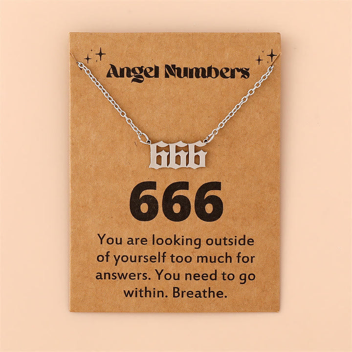 Angel Numbers Stainless Steel Necklace - Celestia-666-Silver-The Livary
