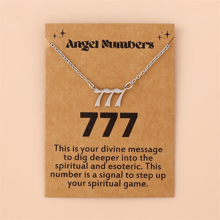 Angel Numbers Stainless Steel Necklace - Celestia-777-Silver-The Livary