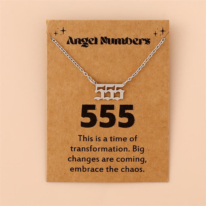 Angel Numbers Stainless Steel Necklace - Celestia-555-Silver-The Livary