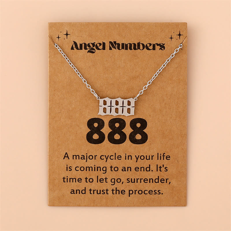 Angel Numbers Stainless Steel Necklace - Celestia-888-Silver-The Livary