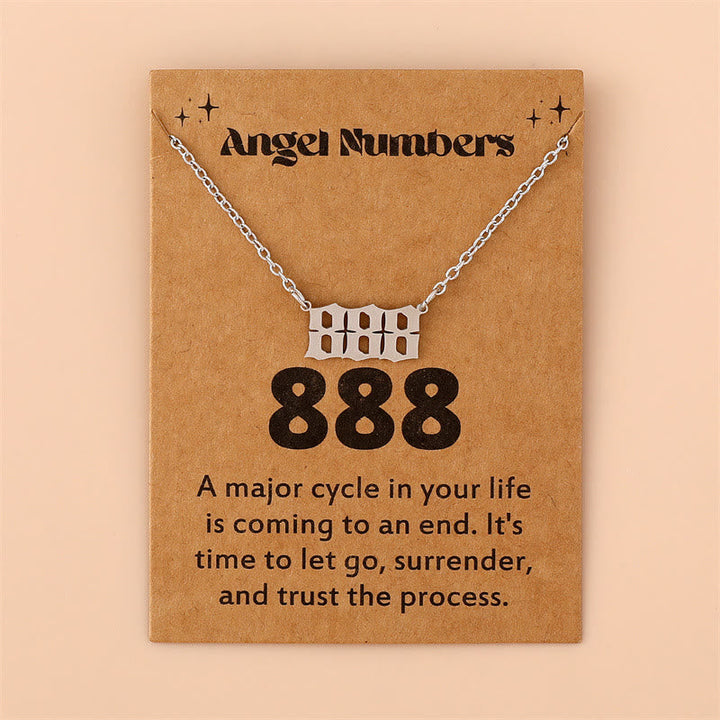 Angel Numbers Stainless Steel Necklace - Celestia-888-Silver-The Livary