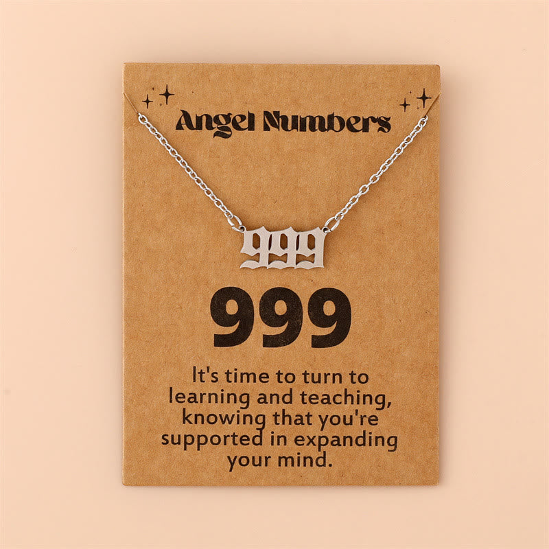 Angel Numbers Stainless Steel Necklace - Celestia-999-Silver-The Livary