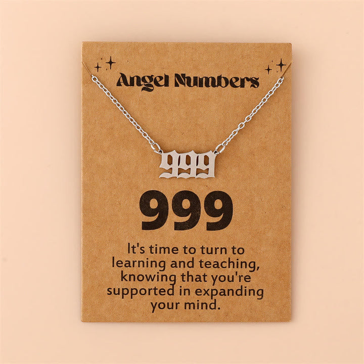 Angel Numbers Stainless Steel Necklace - Celestia-999-Silver-The Livary