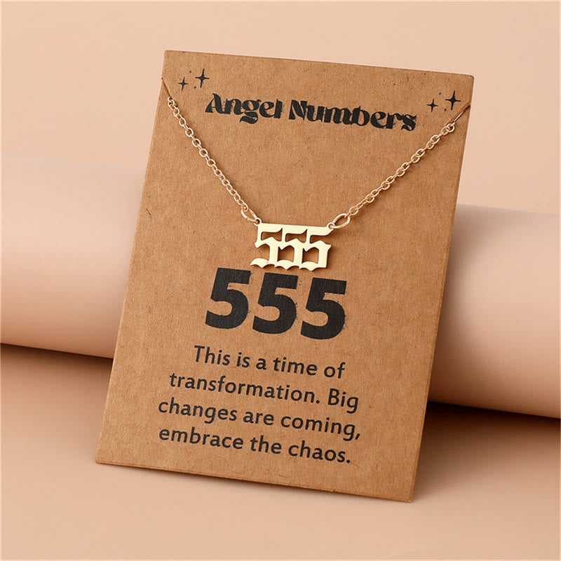 Angel Numbers Stainless Steel Necklace - Celestia-555-Gold-The Livary