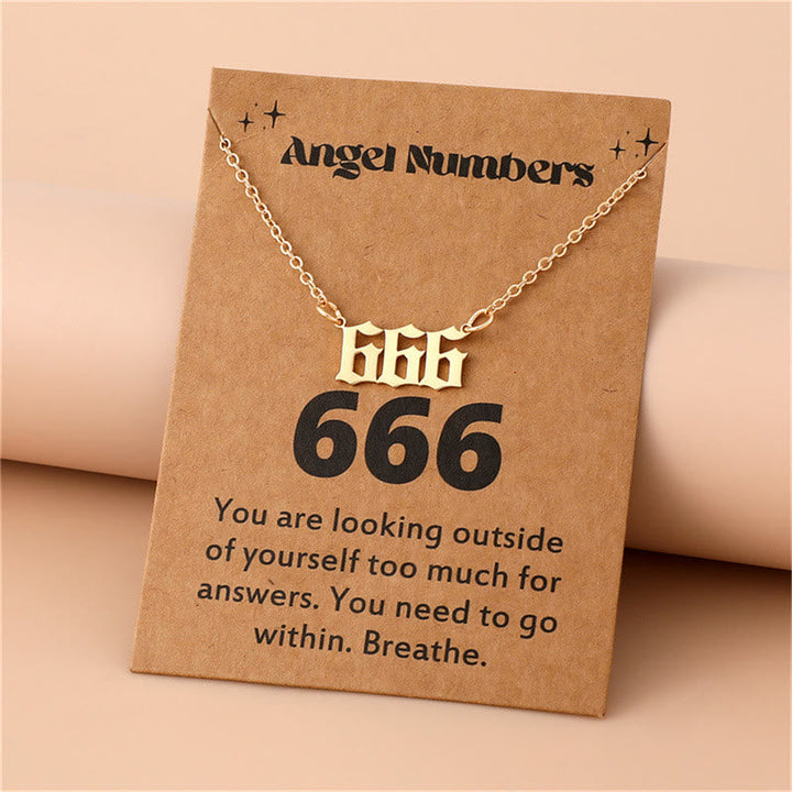 Angel Numbers Stainless Steel Necklace - Celestia-666-Gold-The Livary