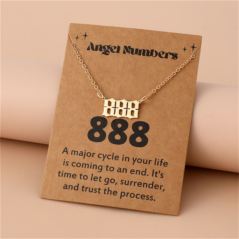 Angel Numbers Stainless Steel Necklace - Celestia-888-Gold-The Livary