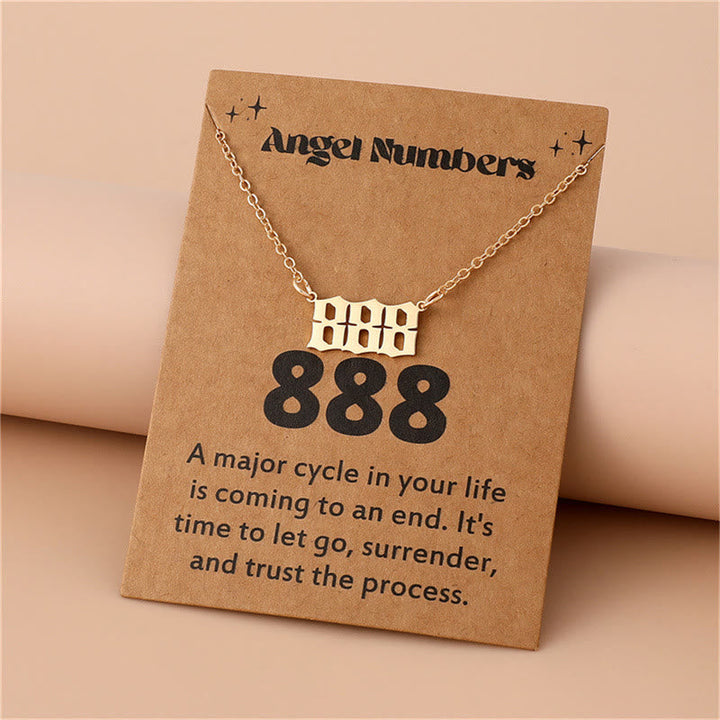 Angel Numbers Stainless Steel Necklace - Celestia-888-Gold-The Livary