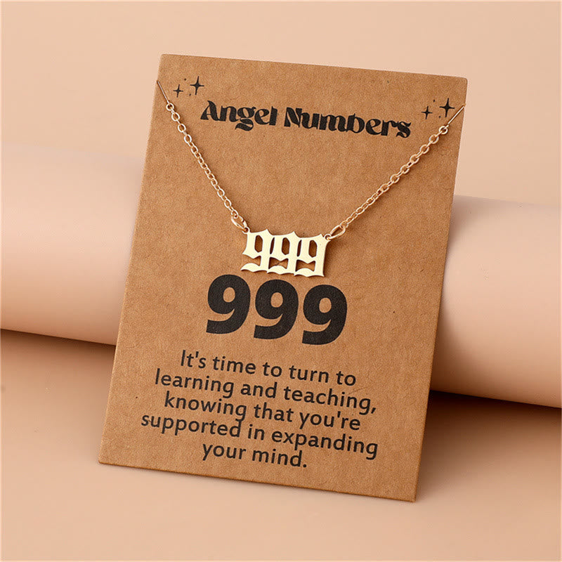 Angel Numbers Stainless Steel Necklace - Celestia-999-Gold-The Livary