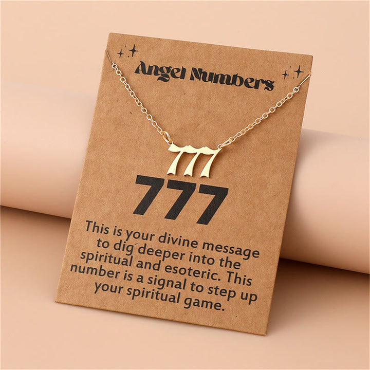 Angel Numbers Stainless Steel Necklace - Celestia-777-Gold-The Livary
