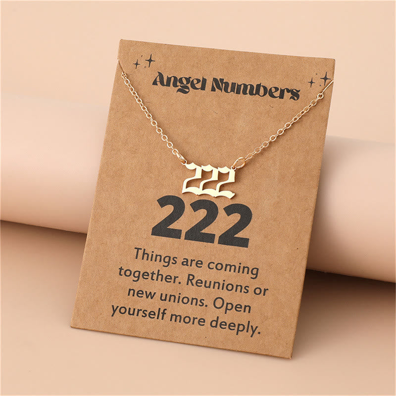 Angel Numbers Stainless Steel Necklace - Celestia-222-Gold-The Livary