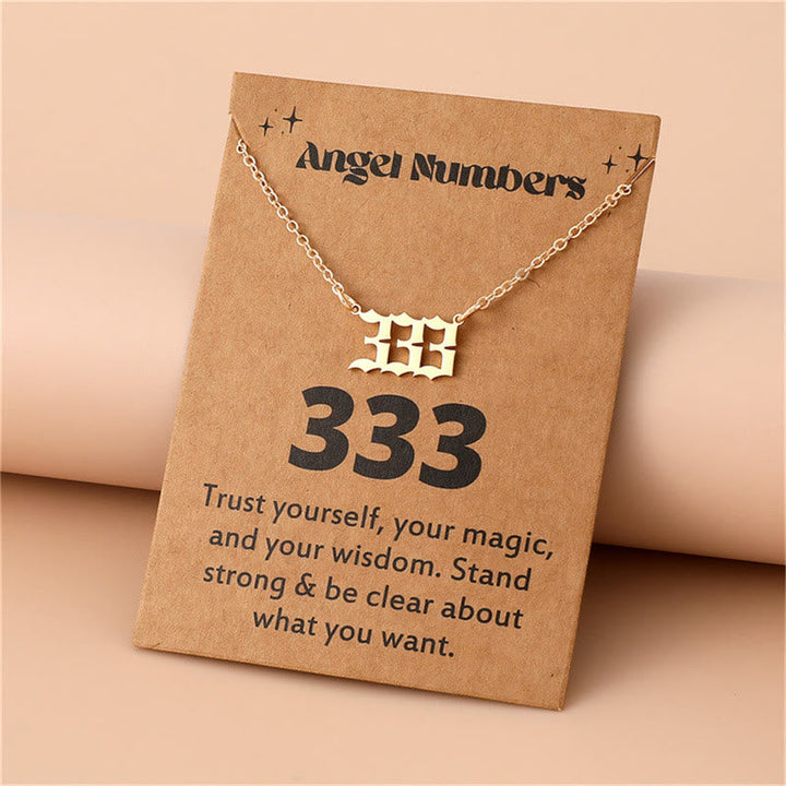 Angel Numbers Stainless Steel Necklace - Celestia-333-Gold-The Livary