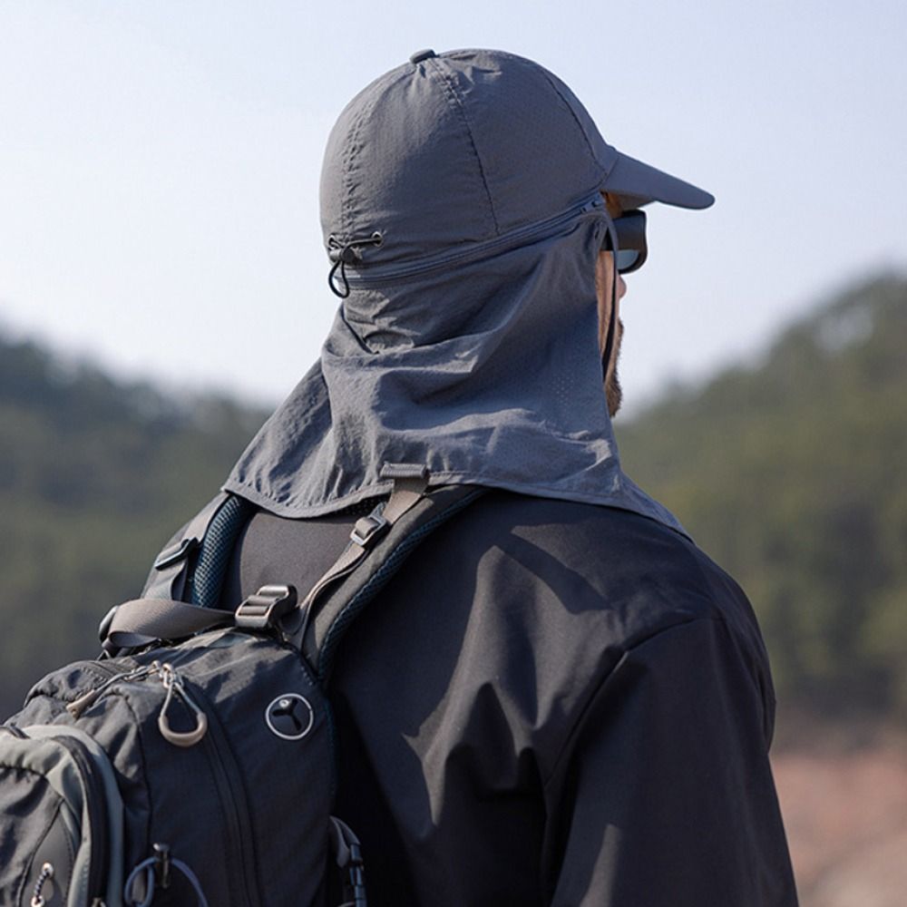 UV protection trucker hat with neck protection for outdoor adventures - SchattenPro-Black-The Livary