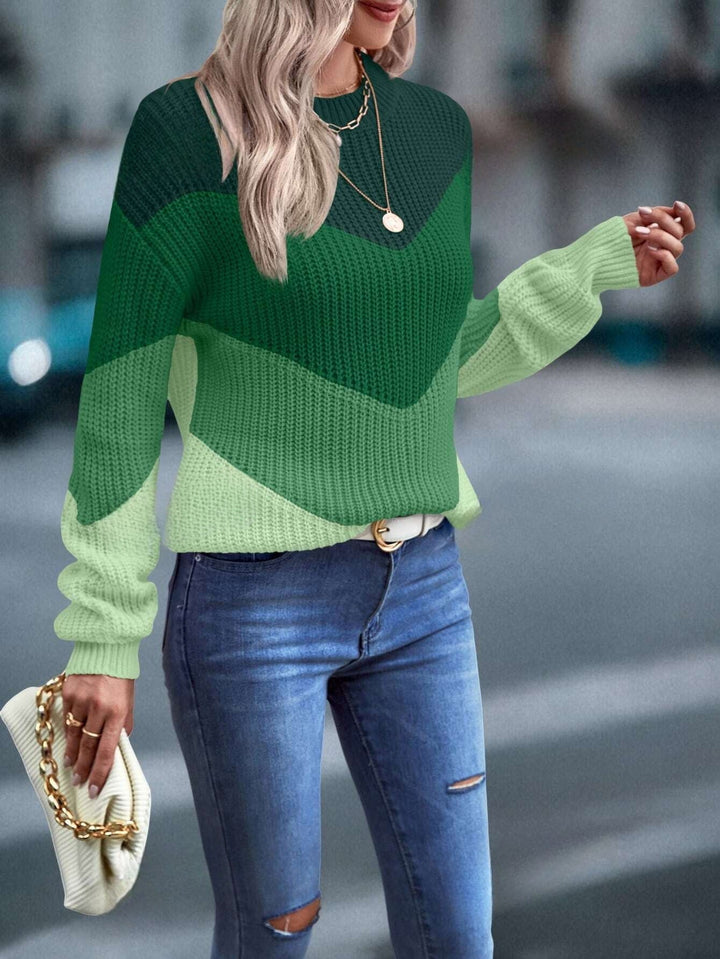 Colourful Crew Neck Sweater - Emmeline-S-The Livary