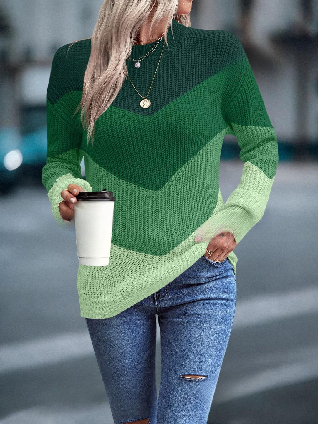 Colourful Crew Neck Sweater - Emmeline-S-The Livary