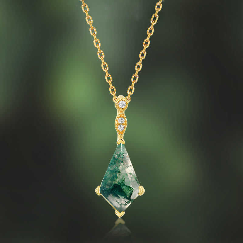 Moss Agate and White Zircon Jewellery Set - Lana-Necklace-The Livary