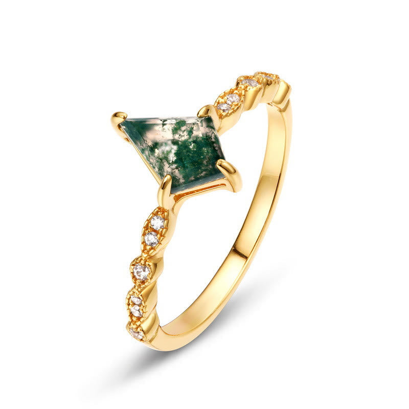 Moss Agate and White Zircon Jewellery Set - Lana-Ring 2.01 in-The Livary