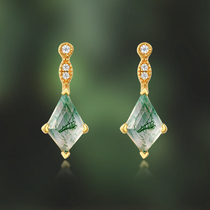 Moss Agate and White Zircon Jewellery Set - Lana-Necklace-The Livary