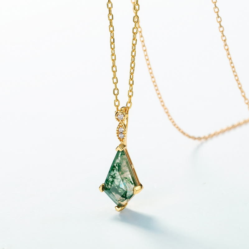 Moss Agate and White Zircon Jewellery Set - Lana-Necklace-The Livary