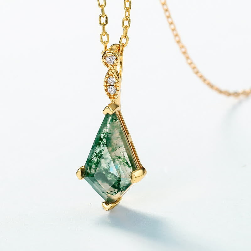 Moss Agate and White Zircon Jewellery Set - Lana-Necklace-The Livary