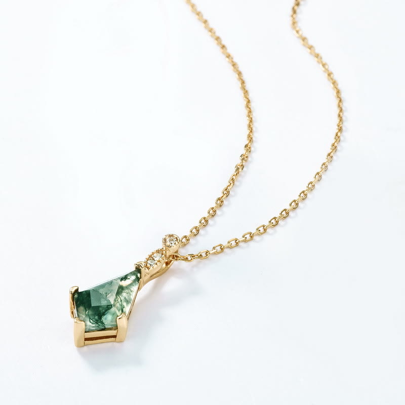 Moss Agate and White Zircon Jewellery Set - Lana-Necklace-The Livary