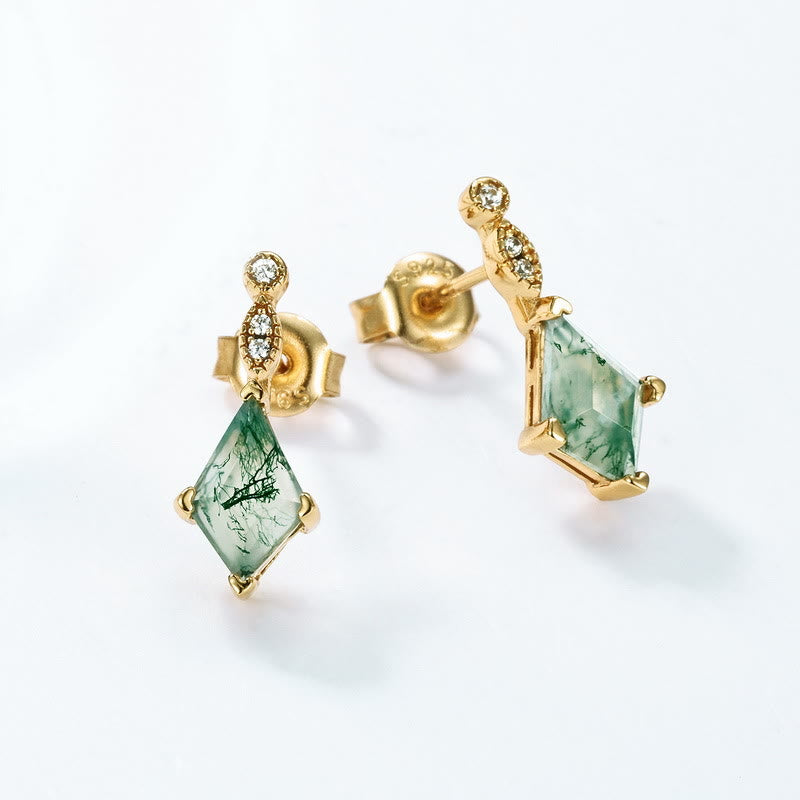 Moss Agate and White Zircon Jewellery Set - Lana-Necklace-The Livary