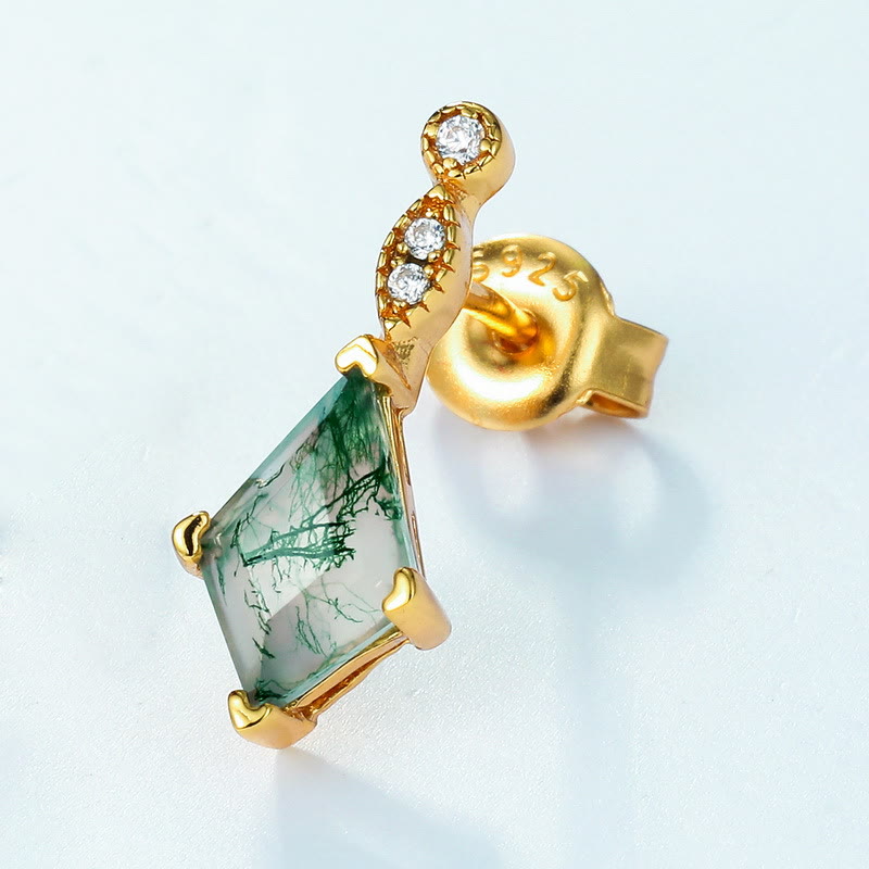Moss Agate and White Zircon Jewellery Set - Lana-Necklace-The Livary