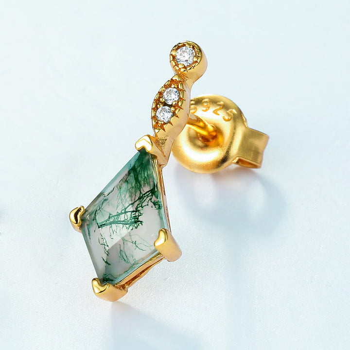 Moss Agate and White Zircon Jewellery Set - Lana-Necklace-The Livary