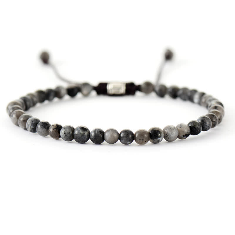 Natural Stone Pearl Adjustable Braided Bracelet - Aisha-Black Amphibole-The Livary