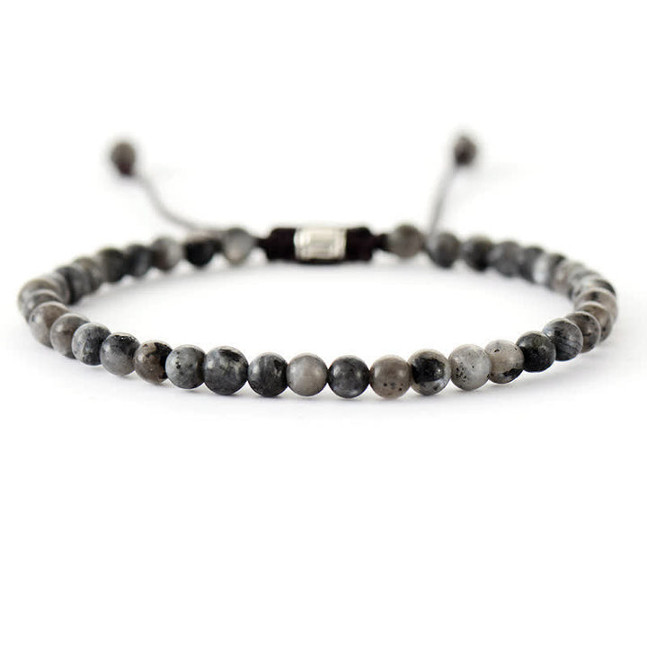 Natural Stone Pearl Adjustable Braided Bracelet - Aisha-Black Amphibole-The Livary